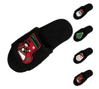 Richymfa Chaussons pour femme de Noël drôles Causal pantoufles d'hiver femme de Noël poilu éponge chaussures de père en coton doux Slide pour invités, intérieur extérieur, rouge, 43/44 EU