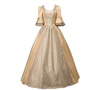 Richymfa Femmes Robe Renaissance Médiévale Curvy Robe Cérémonie avec Manches Trompette Grande Taille Maillot Gothique Long Slim Fit Vintage Vêtements Médiéval Reine Victorienne pour Halloween