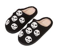Richymfa Pantoufles d'hiver pour femme à la maison : pantoufles de citrouille Halloween antidérapantes Slip on Slippers Ghost Impression drôle Slide Poilu Doux Pantoufle Unisexe Chaussons d'hiver