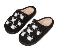 Richymfa Pantoufles d'hiver pour femme à la maison : pantoufles de citrouille Halloween antidérapantes Slip on Slippers Ghost Impression drôle Slide Poilu Doux Pantoufle Unisexe Chaussons d'hiver