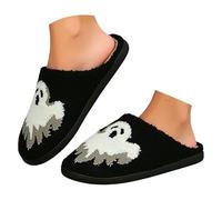 Richymfa Pantoufles d'hiver pour femmes d'automne : pantoufles de citrouille Halloween pour hommes et femmes de la maison chaussures confortables antidérapantes chaussures éponge invité Slippers plat