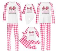 Richymfa Pyjama de Noël en famille coordonné, pyjama assorti couple de Noël femme homme garçon pyjama de Noël famille ras du cou pyjama famille coordonné deux pièces pyjama de Noël 2025, 02 # rose, L