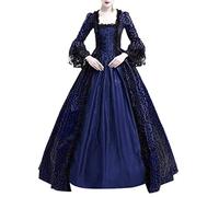 Richymfa Robe médiévale Femme Renaissance grande taille Robe de cérémonie avec manches trompette Vintage Robe de Bal Longue Slim Fit Curvy Costumes Moyen Âge Reine Victorienne pour Carnaval
