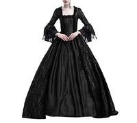 Richymfa Robe médiévale Femme Renaissance grande taille Robe de cérémonie avec manches trompette Vintage Robe de Bal Longue Slim Fit Curvy Costumes Moyen Âge Reine Victorienne pour Carnaval