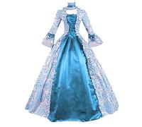 Richymfa Robe médiévale Femmes Renaissance grande taille Robe de Soirée avec Manches Évasées Élégant Maillot Gothique Long Vert Vintage Vêtements Médiéval Reine Victorienne pour Halloween
