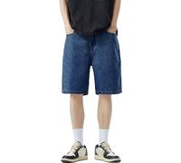 Richymfa Short en jean pour homme d'Été élastique avec cordon de serrage et poches short denim jambe droite Baggy Jeans Courts simplicité Vintage Bermuda Shorts Y2K pour les loisirs en plein air, 02