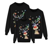 Richymfa Sweatshirt de Noël à manches longues avec imprimé renne sans capuche col rond coordonnées de Noël ensemble d'hiver chandails de Noël famille pour homme femme enfant, C01, M