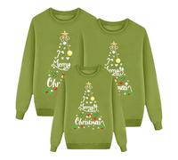 Richymfa Sweatshirt de Noël en famille, chandails de Noël en famille pour femme homme à manches longues imprimé Père sans capuchon, col rond d'hiver coordonnées de Noël ensemble, A#Vert, 6-7 ans