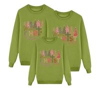 Richymfa Sweatshirt de Noël en famille, chandails de Noël en famille pour femme homme à manches longues imprimé Père sans capuchon, col rond d'hiver coordonnées de Noël ensemble, B#Vert, 3-4 ans