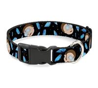 Rick and Morty Collier pour Animal Domestique avec Boucle en Plastique et Cristaux de Mort Motif Morty Expression Noir Bleu 24,5 à 36,5 cm Largeur 1,3 cm
