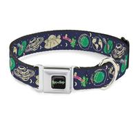 Rick and Morty Collier pour Animal Domestique, Collier pour Chien, Boucle de Ceinture de sécurité, Rick and Morty Portal Space Icons Collage Bleu Beige Vert 40,6 à 58,4 cm de Large