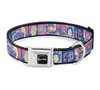 Rick and Morty Collier pour Chien avec Boucle de Ceinture de sécurité en métal Motif Personnages Rick and Morty et Blocs d'icônes Rose/Bleu 50,8 à 78,7 cm 3,8 cm de Large