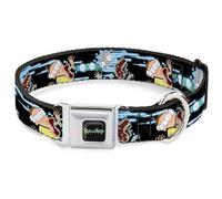 Rick and Morty Collier pour Chien avec Boucle de Ceinture de sécurité en métal Noir et Bleu 40,6 à 58,4 cm de Large