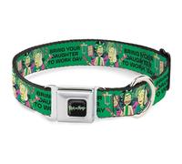 Rick and Morty Collier pour chien avec boucle de ceinture de sécurité en métal pour amener votre fille au travail Vert 38 à 61 cm 2,5 cm de large