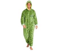 Rick and Morty Combinaison Pyjama Homme Humour - Grenouillère Adulte Polaire - Onesie Adulte Humoristique S - 2XL (Vert, XL)