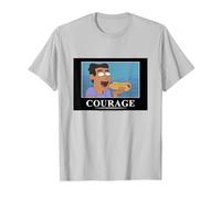 Rick and Morty Courage Poster T-Shirt, Homme, Argent, XXL