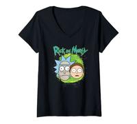 Rick and Morty Floating Heads T-Shirt avec Col en V