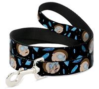 Rick and Morty Laisse pour Chien avec Cristaux de Mort Motif Morty Expression Noir/Bleu 1,2 m de Long 3,8 cm de Large