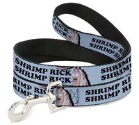 Rick and Morty Laisse pour Chien Motif crevettes et Texte Bleu Clair Noir 1,2 m de Long 3,8 cm de Large