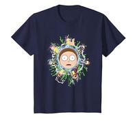 Rick and Morty Multiple Morty T-Shirt, Enfant, Bleu Marine, 10 Ans