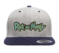 Rick and Morty Officiellement sous Licence Premium Snapback Cap (Gris-Heather-Marine Bleu), One Size