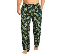 RICK AND MORTY Pantalon de Pyjama Homme Humour Bas de Pyjama Homme Long Coton S-3XL Idée Cadeau Geek (Noir/Vert, XL)