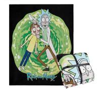 RICK AND MORTY Plaid Polaire, Plaid Canapé en Polaire 150 x 130 cm Couverture Lit Canapé Accessoire Officiel (Vert/Noir)