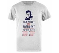 Rick Astley for President T-Shirt Homme Basic Coton Gris