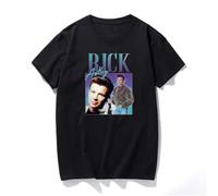 Rick Astley Homage T-Shirt Tee Funny UK Music Icon Legend 90's 80's T Shirts Black S