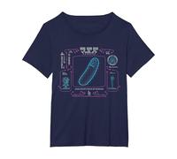 Rick et Morty Merch Pickle Science Focus T-Shirt, Femme Grandes Tailles, Bleu Marine, 2X
