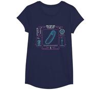 Rick et Morty Merch Pickle Science Focus T-Shirt, Fille, Bleu Marine, XS