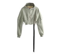 Rick Owens, Femme, Sweatshirts et sweats à capuche, Gris, Taille: 40 FR Sweat à capuche court zippé