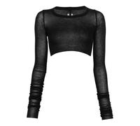 Rick Owens - Cropped Rib Long Sleeve Tee - Femme - Tops - Noir - Taille: 42 FR