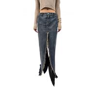 Rick Owens - Denim Sliced Skirt - Femme - Jupes - Bleu - Taille: W28