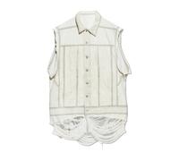 Rick Owens - Gilet en denim à bords francs - Homme - Vestes - Gris - Taille: L