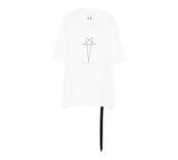 Rick Owens - T-shirt à col rond avec imprimé graphique - Homme - Tops - Blanc - Taille: S