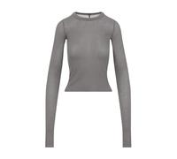 Rick Owens - Temple Cropped Rib LS T-Shirt - Femme - Tops - Brun - Taille: 40 FR