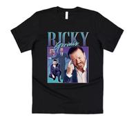Ricky Gervais Homage T-Shirt Tee Funny UK Comedian Icon Legend 90's Retro Black XXL