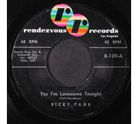 RICKY PAGE - yes i'm lonesome tonight / standing on a mountain top 45 rpm single