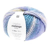 Rico Creative Melange Chunky Pelote de laine pour aiguilles 6-7 mm avec dégradé (067 jaune/turquoise, prix de base : 100 g)