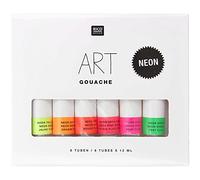 Rico Design Art Gouache Lot de 6 tubes de 12 ml pour débutants, artistes professionnels, enfants et adultes