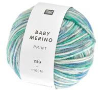 Rico Design Baby Merino Print laine pour bébé, 25g, 100m, aiguille 4.0, 100% laine vierge, pour pulls taille 74/80 lavable à 30°C en cycle délicat