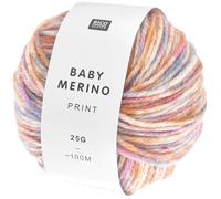Rico Design Baby Merino Print laine pour bébé, 25g, 100m, aiguille 4.0, 100% laine vierge, pour pulls taille 74/80 lavable à 30°C en cycle délicat