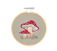 Rico Design kit de broderie Shroom, 5 pièces, y compris tissu, fil & tambour à broder, idéal pour débutants & projets DIY