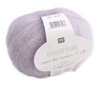 Rico Essentials Super Kid Mohair Loves Silk Fb. 035 Pelote de laine mohair et soie pour tricot et crochet Violet pastel Taille d'aiguille 4,5 mm