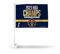 Rico Industries Drapeau de voiture double face NBA Basketball Denver Nuggets 2023 NBA Champions - 40,6 x 48,3 cm - Mât solide qui s'accroche sur la voiture/camion/automobile