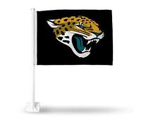 Rico Industries Drapeau de voiture unisexe NFL Jacksonville Jaguars avec mât blanc, multicolore, 19