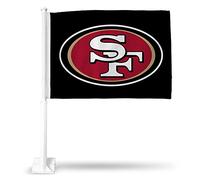 Rico Industries Drapeau de voiture unisexe NFL San Francisco 49ers, noir, mât blanc, 49,5 x 17,8 cm
