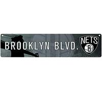 Rico Industries Fan Shop NBA Panneau de rue en plastique 40,6 cm Motif Brooklyn Nets Fournitures de sport Couleur de l'équipe 9,5 x 40,6 cm
