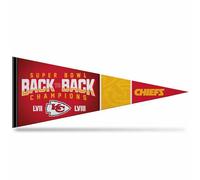 Rico Industries Fanion mural en feutre NFL Football Kansas City Chiefs Back to Back Champs 30,5 x 76,2 cm - Idéal pour la maison/la chambre à coucher/la décoration de grotte d'homme